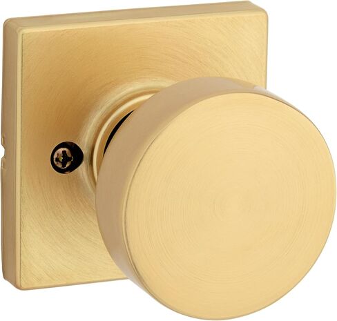 Kwikset Pismo Interior Passage Door Knob, Handle For Closet and Hallway Doors, Non-Locking Doorknob in Matte Black, with Microban Protection, Square Rose in Kuwait