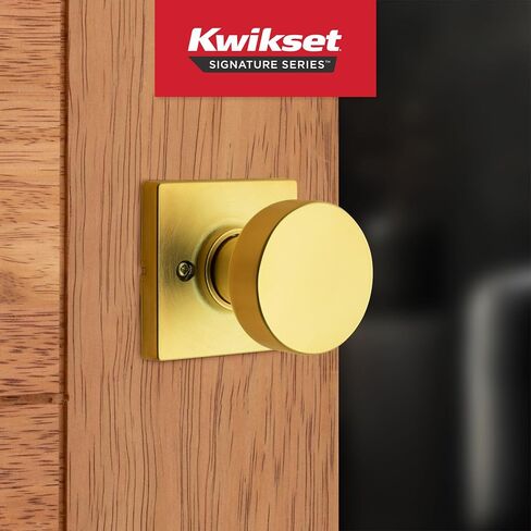 Kwikset Pismo Interior Passage Door Knob, Handle For Closet and Hallway Doors, Non-Locking Doorknob in Matte Black, with Microban Protection, Square Rose in Kuwait