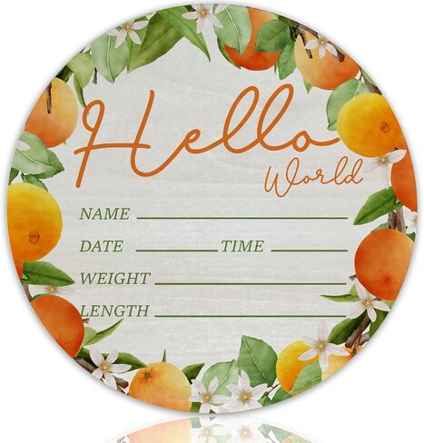 Baby Announcement Sign for Newborn Boys or Girls, Hello World Newborn Sign, Nursery Wall Decor, Baby Name Sign, Butterfly Boho Theme Birch Wood 6 inch Circle Board Birth Stat Sign, Newborn Gifts in Saudi Arabia
