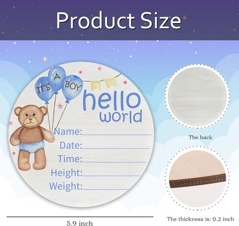 Baby Announcement Sign for Newborn Boys or Girls, Hello World Newborn Sign, Nursery Wall Decor, Baby Name Sign, Butterfly Boho Theme Birch Wood 6 inch Circle Board Birth Stat Sign, Newborn Gifts in Saudi Arabia