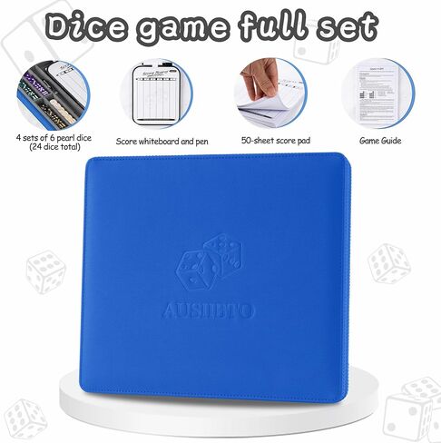 Dice Tray and Storage Case for Farkle Game - Includes Embedded Scoring Combinations, 4 Sets of 6 Pearl Dice, 50 Sheet Score Pad and Pen Holder for The Classic Family Game - Red and Black in Saudi Arabia