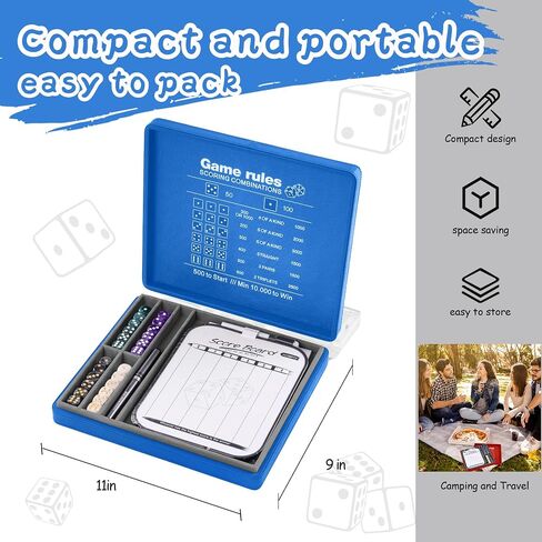 Dice Tray and Storage Case for Farkle Game - Includes Embedded Scoring Combinations, 4 Sets of 6 Pearl Dice, 50 Sheet Score Pad and Pen Holder for The Classic Family Game - Red and Black in Saudi Arabia