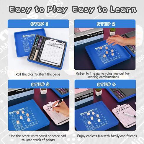 Dice Tray and Storage Case for Farkle Game - Includes Embedded Scoring Combinations, 4 Sets of 6 Pearl Dice, 50 Sheet Score Pad and Pen Holder for The Classic Family Game - Red and Black in Saudi Arabia