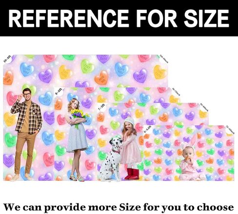 7x5ft Fabric Valentine's Day Sweet Heart Photography Backdrop Conversation Hearts Candy Sayings Signs Background Anniversary Photo Tapestry Booth Props in Kuwait