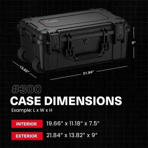 Condition 1 22" Large Rolling Lockable Hard Storage Case with Foam, Model 300, Waterproof Protective Box for Camera, Tactical, Scientific Gear, Made in USA, 21.84"x13.82"x9" Tan in Kuwait