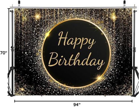 SJOLOON Birthday Backdrop Gold Photo Backdrop for Men Women Birthday Party Decoration Photoshoot 12707 (7x5FT) in Kuwait