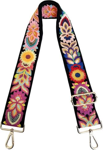 التطريز زهرة محفظة حزام استبدال Crossbody لحقائب اليد النساء حزام الغيتار 2 بوصة واسعة الأشرطة حقيبة قابلة للتعديل (العاج) in Kuwait