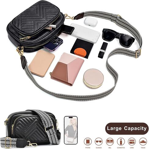 Crossbody Bags for Women Quilted Crossbody Purses Crossbody Bags Trendy Small Shoulder Bag with Wide Strap in Kuwait
