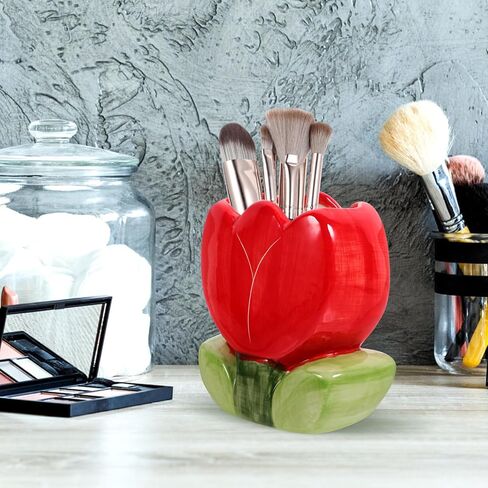 VILLCASE Tulip Pen Holder, Cute Pencil Stand Case Pencil Cups Makeup Brush Holder Desk Organizer Small Stationery Organizer for Home Office in Saudi Arabia