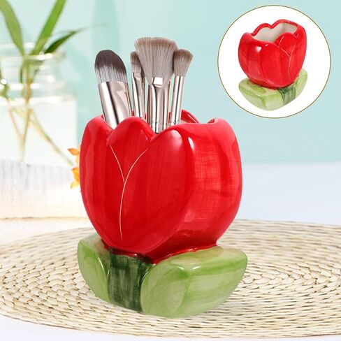 VILLCASE Tulip Pen Holder, Cute Pencil Stand Case Pencil Cups Makeup Brush Holder Desk Organizer Small Stationery Organizer for Home Office in Saudi Arabia