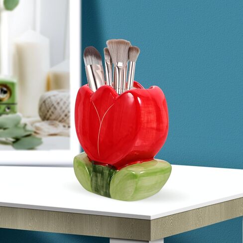 VILLCASE Tulip Pen Holder, Cute Pencil Stand Case Pencil Cups Makeup Brush Holder Desk Organizer Small Stationery Organizer for Home Office in Saudi Arabia
