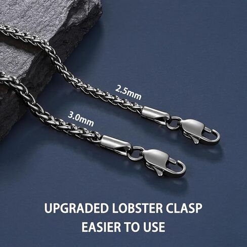 Jewlpire Italian Silver Wheat Chain/14k Gold Chain Necklace for Men, 2.5mm 3mm Chains for Men, Stainless Steel Necklace Chains for Men and Women, Mens Chain Necklace 16 18 20 22 24 26 Inch in Kuwait