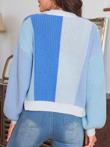 سترة SHENHE النسائية ذات الألوان المفتوحة من الأمام وأكمام طويلة ومتماسكة ومضلعة in Kuwait