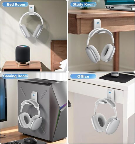 Headphone Stand, Wall Mount Headset Hanger, Gaming Headphone Holder Hook Clip, Foldable Headset Stand Desk Holder for PC Earphone Accessories，Black in Kuwait