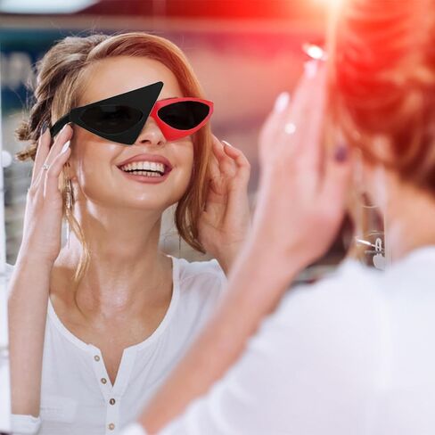 النظارات الشمسية المثلثة من شركة Vaulted Skulls & Co | نظارات شمسية ريترو من الثمانينيات | نظارات شمسية غير متماثلة | ظلال روك عتيقة | نظارات شمسية نيون ساطعة | الوردي والأخضر | الحجم القياسي in Kuwait