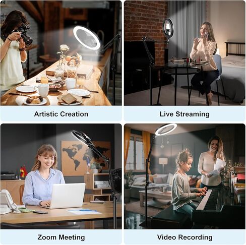 Upgrade Ring Light Overhead Phone Mount, Evershop Selfie Ring Light with Stand and Phone Holder,10"Circle LED Desk Ring Light with Clamp for Video Recording,Zoom Meeting,Live Streaming Tiktok,YouTube in Kuwait