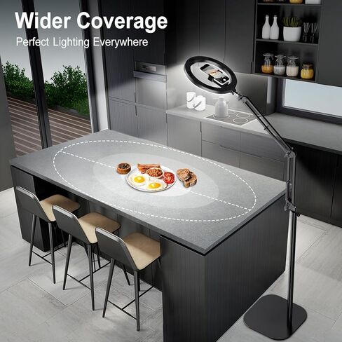 Upgrade Ring Light Overhead Phone Mount, Evershop Selfie Ring Light with Stand and Phone Holder,10"Circle LED Desk Ring Light with Clamp for Video Recording,Zoom Meeting,Live Streaming Tiktok,YouTube in Kuwait