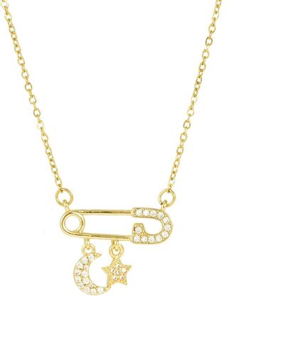 Safety Pin Necklace for Women Gold Crystal Heart Pendant Necklace Cross Cubic Zirconia Necklace Paper Clip Necklace Pink Gemstone Necklace Fashion Jewelry in Kuwait