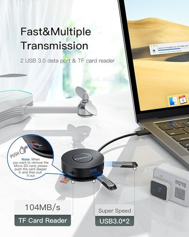 USB C Docking Station Dual Monitor, FORIDA 7-in-1 USB-C Multiport Adapter with 2 4K HDMI, 100W PD, Micro SD Card Reader, 2*USB 3.0, Gigabit Ethernet, Suit for MacBook/Dell/HP/Lenovo Laptops in Kuwait