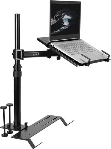 Vivo Single Captop Notebook Mount Stand ، امتداد قابل للتعديل بالكامل مع C-Clamp ، يناسب أجهزة الكمبيوتر المحمولة حتى 17 بوصة ، أسود ، Stand-V001L in Kuwait