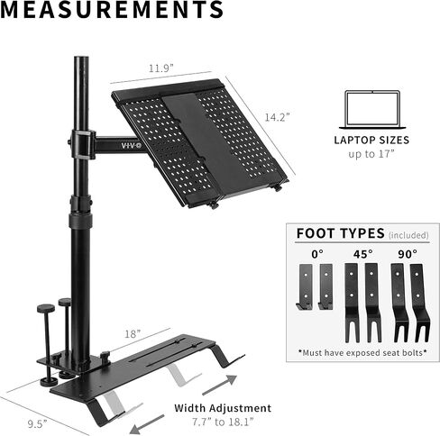 Vivo Single Captop Notebook Mount Stand ، امتداد قابل للتعديل بالكامل مع C-Clamp ، يناسب أجهزة الكمبيوتر المحمولة حتى 17 بوصة ، أسود ، Stand-V001L in Kuwait