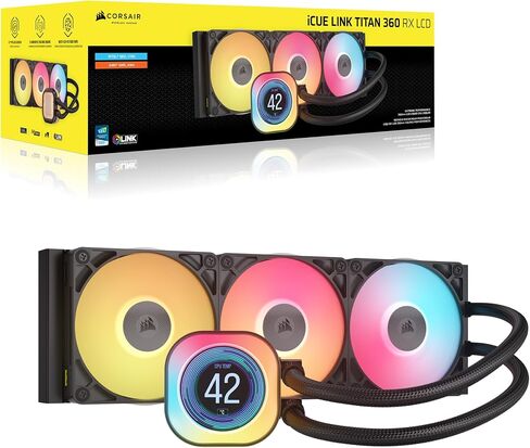 Corsair Icue Link Titan 360 RX RGB CPU CPU مبرد-360 مم AIO-محرك تبريد منخفض-NOISE-Intel LGA 1851/1700 ، AMD AM5/AM4-3X RX120 RGB FOR in Kuwait