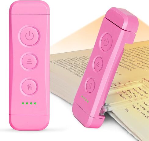 Glocusent USB Rechargeable Book Light for Reading in Bed, Portable Clip-on LED Reading Light, 3 Amber Colors & 5 Brightness Dimmable, Compact & Long Lasting, Perfect for Book Lovers, Kids in Kuwait