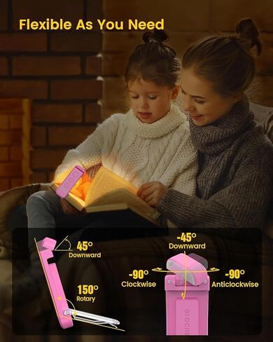 Glocusent USB Rechargeable Book Light for Reading in Bed, Portable Clip-on LED Reading Light, 3 Amber Colors & 5 Brightness Dimmable, Compact & Long Lasting, Perfect for Book Lovers, Kids in Kuwait