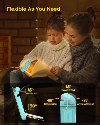 Glocusent USB Book Book Reconble Light للقراءة في السرير ، مقطع محمول على LED LED ضوء ، 3 ألوان العنبر و 5 سطوع قاتمة ، مضغوطة وطويلة الأمد ، مثالية لعشاق الكتب ، الأطفال in Kuwait