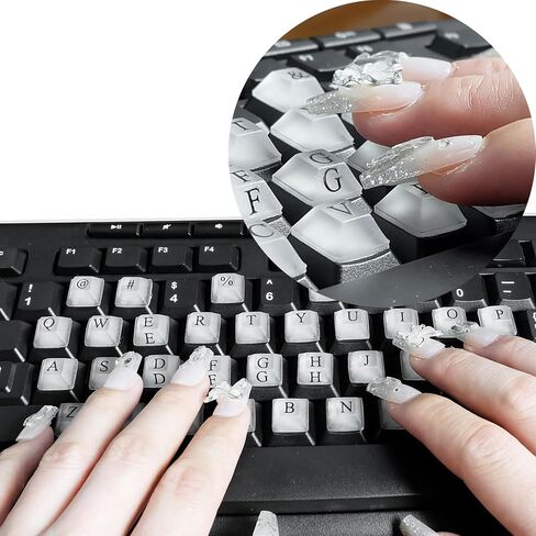ملصق لوحة المفاتيح المرتفع مع شارات رسائل للأظافر الطويلة ، 80 جهاز كمبيوتر لاصق من الناهضين لفن الأظافر الواقية من السيليكون اللزجة اللزجة من أجل ربطها والألعاب (أسطوانة شفافة) in Kuwait