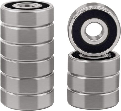 XiKe 4 Pcs 6301-2RS Double Rubber Seal Bearings 12x37x12mm, Pre-Lubricated and Stable Performance and Cost Effective, Deep Groove Ball Bearings. in Kuwait