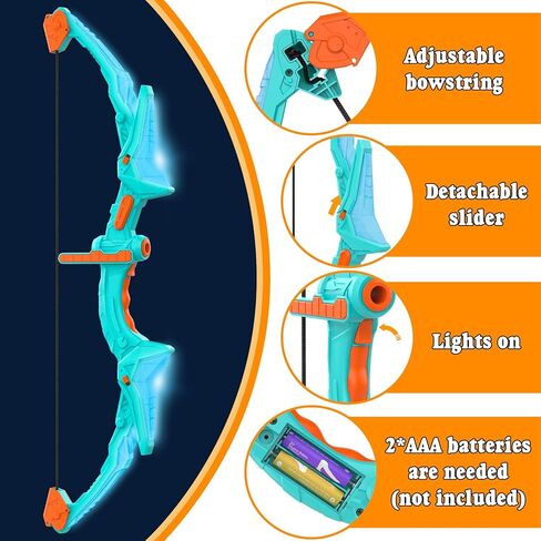 2 Pack Bow and Arrow Set for Kids, Light Up Archery Set with 14 Suction Cup Arrows, Archery Targets Outdoor Games for Kids Ages 4-8 8-12, Birthday Gifts Toys for 5 6 7 8 9 10 11 12 Year Old Boys Girls in Kuwait