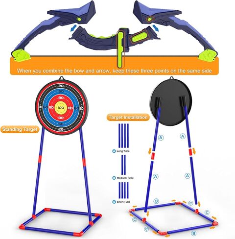 2 Pack Bow and Arrow Set for Kids, Light Up Archery Set with 14 Suction Cup Arrows, Archery Targets Outdoor Games for Kids Ages 4-8 8-12, Birthday Gifts Toys for 5 6 7 8 9 10 11 12 Year Old Boys Girls in Kuwait
