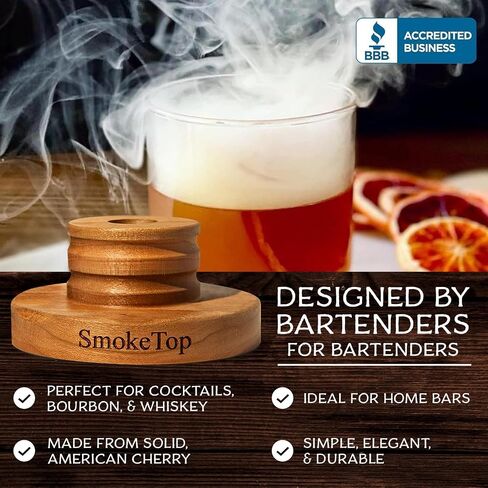 SmokeTop Cocktail Smoker Kit - Old Fashioned Chimney Drink Smoker for Cocktails, Whiskey, & Bourbon - by Middleton Mixology (Cherry) in Saudi Arabia
