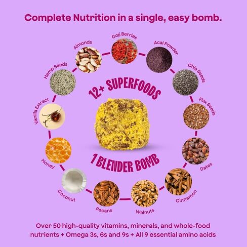 Bomb Co. Blender Bomb ، OG ، Superfood Smoothie Mix مع بذور شيا ، بذور القنب ، بذور الكتان ، ملح البحر ، والأحماض الأمينية لصحة الأمعاء ، خالية من الغلوتين ، ألياف عالية ، 10 حصص in Saudi Arabia