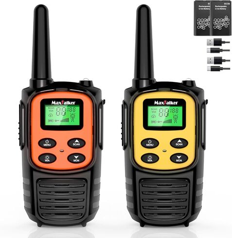 Walkie Talkies طويل المدى للبالغين ، MT10 MT10 Recargable Talkies Frs Radio-Tway Radio ، NOAA ، 1200MAH LI-ION CABLE USB-C ، مصباح يدوي LED ، VOX Walkie Talkie للتنزه في التخييم 2PACK in Kuwait