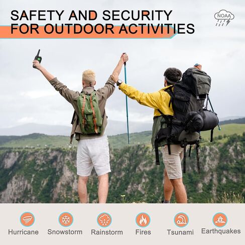 Walkie Talkies طويل المدى للبالغين ، MT10 MT10 Recargable Talkies Frs Radio-Tway Radio ، NOAA ، 1200MAH LI-ION CABLE USB-C ، مصباح يدوي LED ، VOX Walkie Talkie للتنزه في التخييم 2PACK in Kuwait