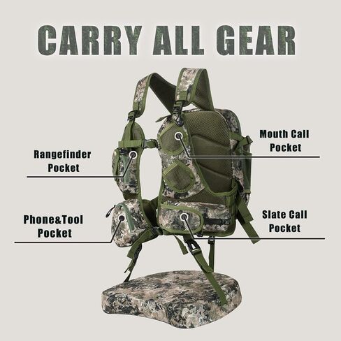 UIIHUNT Turkey Hunting Vest with Seat: Lightweight Turkey Hunting Vest with Game Pouch, Adjustable Turkey Hunting Gear, Turkey Hunting Accessories, Turkey Vest Hunting Clothes for Men Women in Kuwait