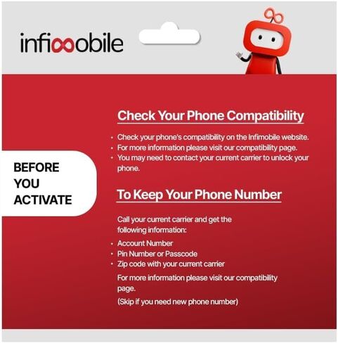 $12.6/Month | Infimobile Prepaid Unlimited Plan: 6 Months | 10GB High-Speed Data Per Month | Unlimited Data Talk & Text | Prepaid Plan Service SIM Card | Nationwide Coverage | 4G, 5G Network in Saudi Arabia