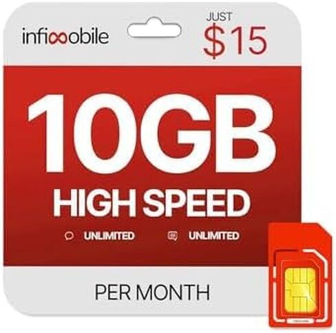 $12.6/Month | Infimobile Prepaid Unlimited Plan: 6 Months | 10GB High-Speed Data Per Month | Unlimited Data Talk & Text | Prepaid Plan Service SIM Card | Nationwide Coverage | 4G, 5G Network in Saudi Arabia