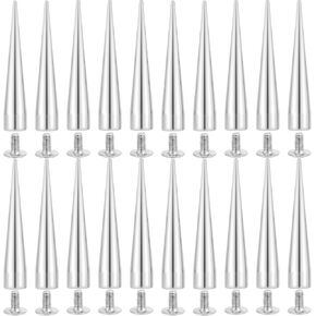 GORGECRAFT 30 Sets 2 Sizes 20MM 40MM Spike Studs Silver Cone Punk Round Spikes Rivets Large Screwback Studs Screw on Cone Long Metal Spikes for DIY Crafts Clothing Jackets Leather Shoes