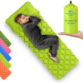 Kids Sleeping Pad for Camping and Sleepovers with Pillow, Inflatable Camping Mattress for Backpacking & Travel, Thick Toddler Cot Mat, Fast Inflating Camping Sleeping Pads for Kids in Saudi Arabia