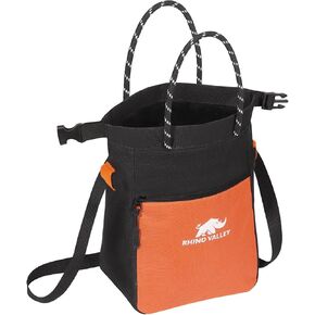 Rhino Valley Chalk Bag for Rock Climbing, No Leak Magnetic Climbing Chalk Bag with Handle, Climbing Chalk Bucket Gear with Adjustable Belt Zipper Pockets for Cross Fit, Weight Lifting