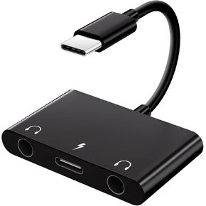 USB C to 3.5mm Audio Adapter, 3 in 1 Aux to USB C Headphone Splitter Dual 3.5mm Audio Jack and PD 60W Fast Charging, Compatible for iPhone 15 16,Galaxy S22 S21/Note 20,Pixel 4 3 XL,Huawei,etc