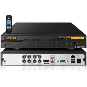 DVR 8-Channel Hybrid Capability 5-in-1 Digital Video Recorder 5.0MP HD Security DVR Recorder AHD/Analog/TVI/CVBS/IP Security Camera, Max to 6TB (NO HDD)