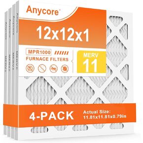 14x14x1 AC Furnace Air Filter, MPR 1000, 2 Pack MERV 11 Pleated HVAC Filter (exact dimensions 13.75x13.75x0.75 inch)