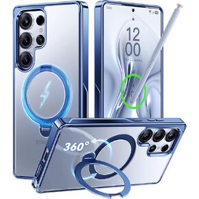 CASEKOO Titanium Blue 360° Spin Magnetic Stand for Samsung Galaxy S25 Ultra Case, 16FT Military Protection, Fit for MagSafe, Protective Polish S25 Ultra Case with Kickstand Ring 6.9"