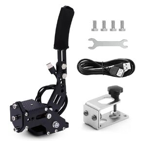 Lanotech PC/PS4/PS5 USB 64Bit Handbrake kits For PC SIM Racing Games, For Logitech G29 Simulate Linear Handbrake computer,with Fixing Clip and Plate (RED)