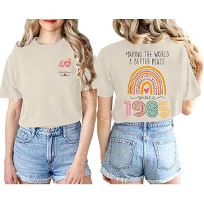 40th Birthday Gift Shirts for Women Vintage 1985 Shirts Retro Birthday Party Top Casual Short Sleeve Tee Tops