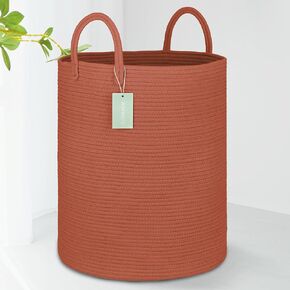 Large Cotton Rope Laundry Basket Hamper for Girls Kids 65L, Baby Nursery Hamper Bin, Woven Storage Basket for Living Room Girls Room, Tall Rope Baskets, 16"x 20", Light Pink